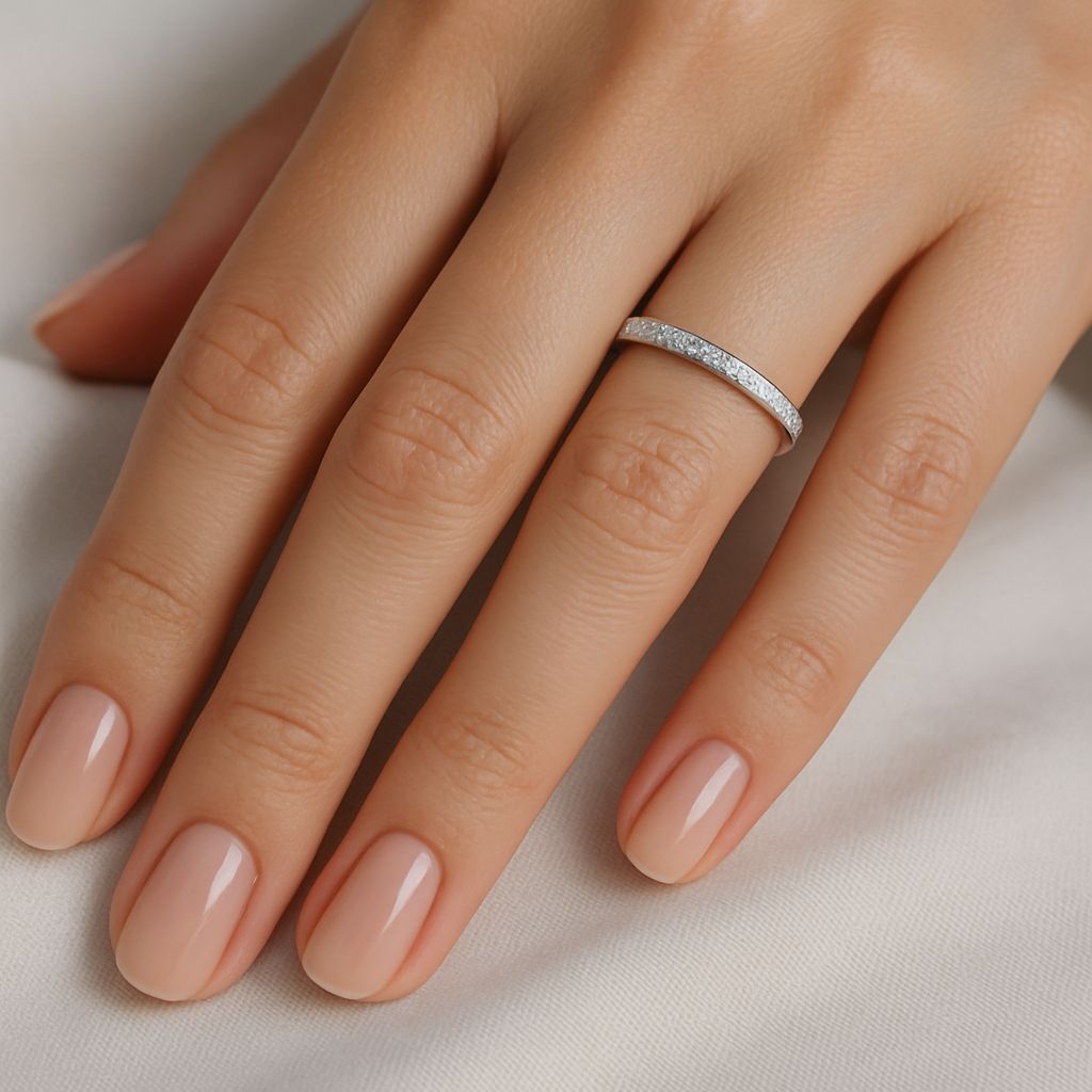 Anel Prata Meia Aliança com Cristal Zirconia